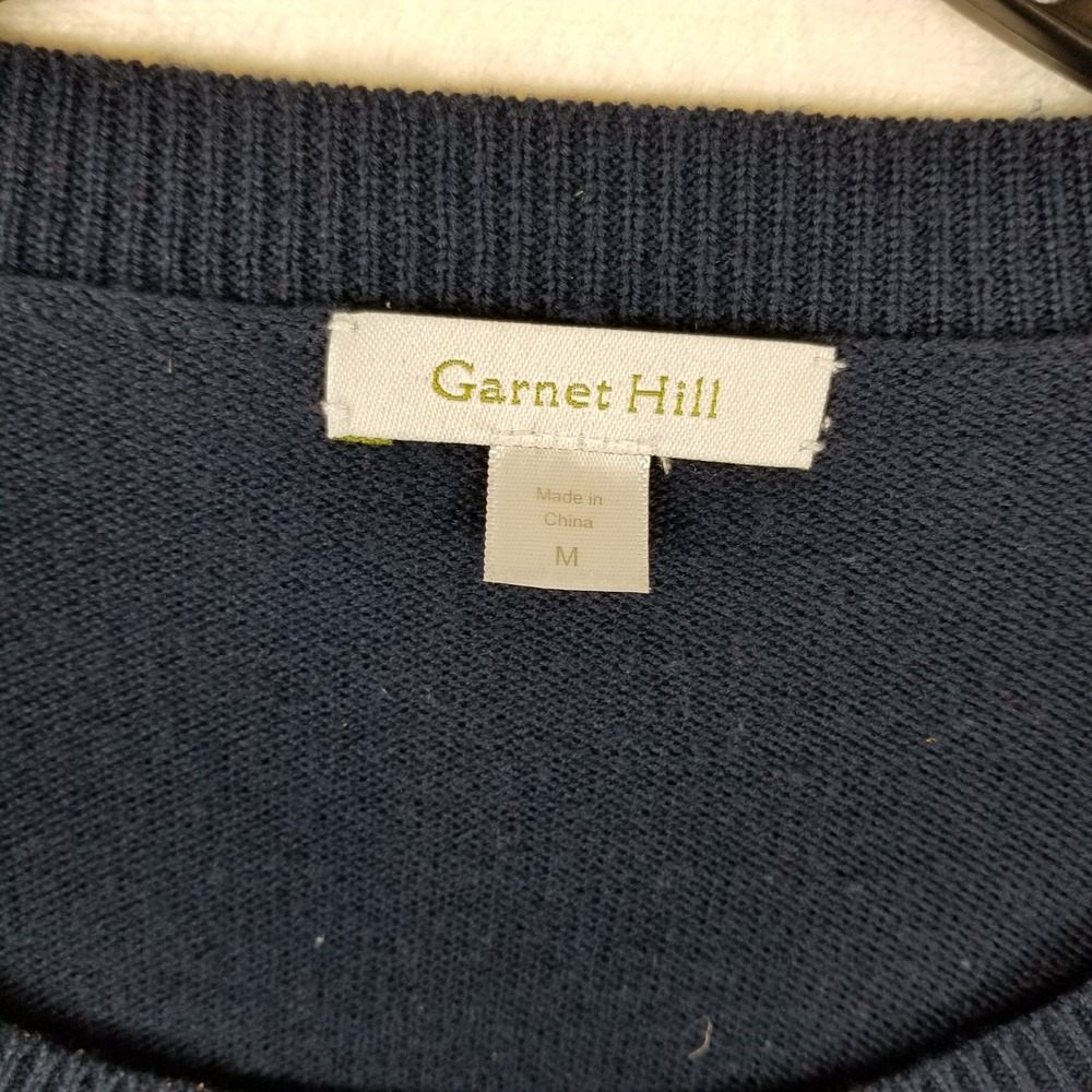 Garnet Hill Womens Navy‎ Blue Polka Dot 100% Wool Crew Neck Sweater Size M - Picture 2 of 7